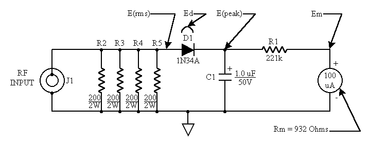 QRP Power Meter and Dummy Load Schematic